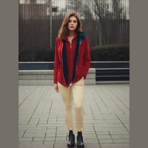 TOWER by London Fog utility double zipper jacket coat red black Sz S